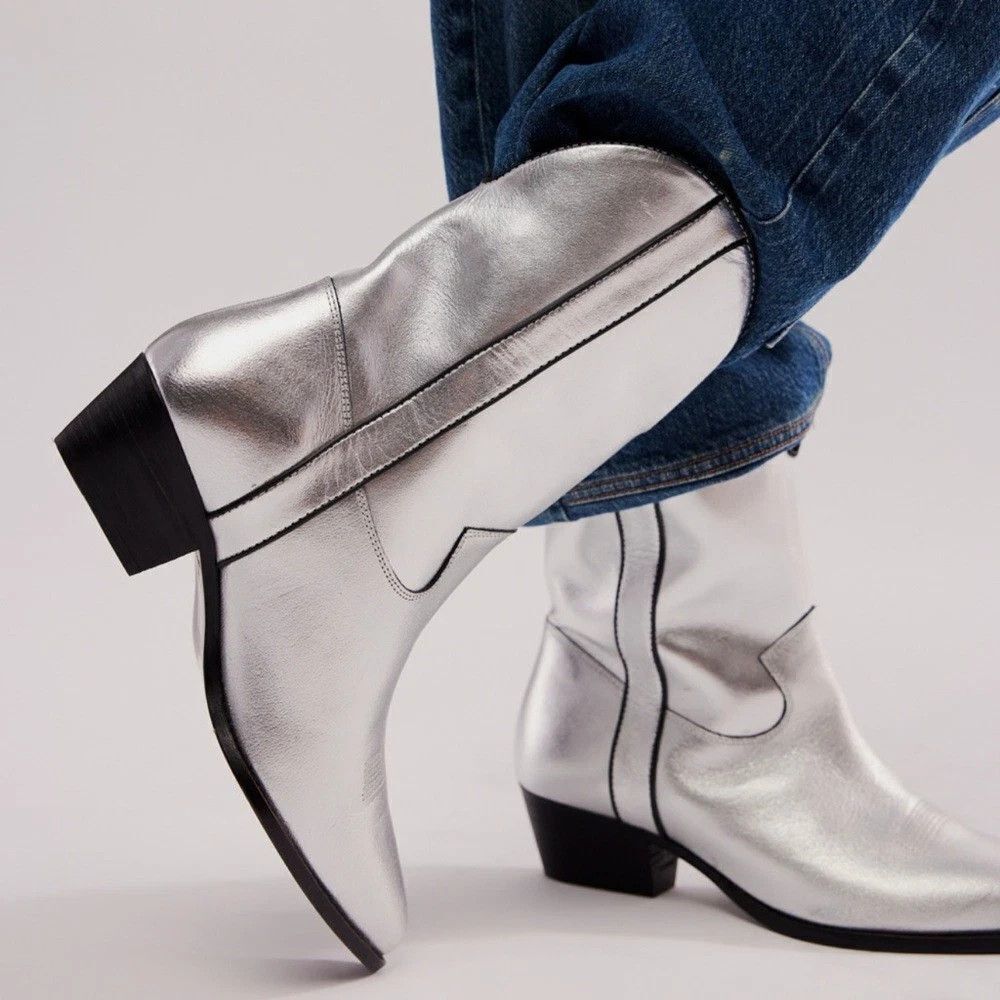 Free People Borderline Western Boot Gunmetal New  8.5